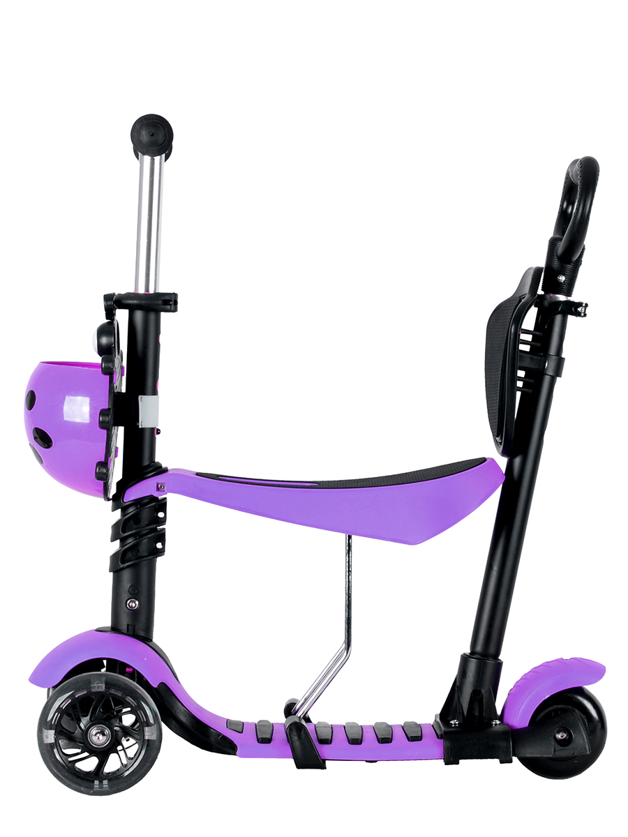Самокат-беговел Black Aqua MG023D с ручкой и светящимися колёсами, цвет фиолетовый  